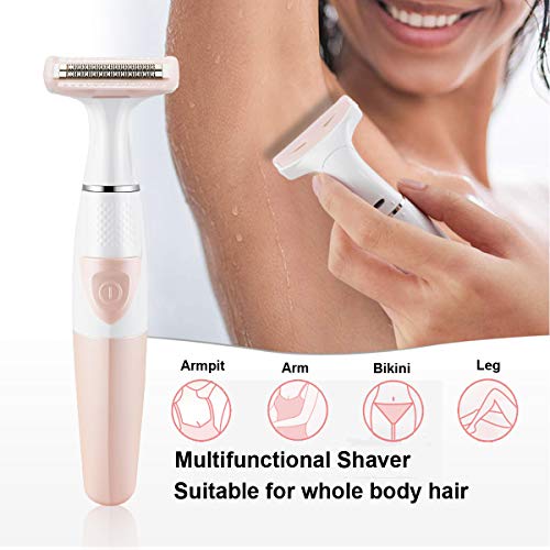GOMINYUF Women Painless Hair Remover,Gominyuf Electric Lady Shaver Trimmer with Upgrade Cutter Head Professional for Shave Arm,Bikini,Leg,Armpit Hair,Battery Operated (Pink) - Image 2