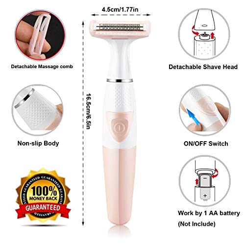GOMINYUF Women Painless Hair Remover,Gominyuf Electric Lady Shaver Trimmer with Upgrade Cutter Head Professional for Shave Arm,Bikini,Leg,Armpit Hair,Battery Operated (Pink) - Image 5