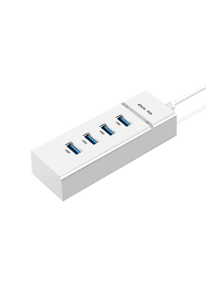 BURAQ 4 X USB 2.0 Ports HUB Converter, Cable Length: 15cm,Style： With Light Bar White - Image 1