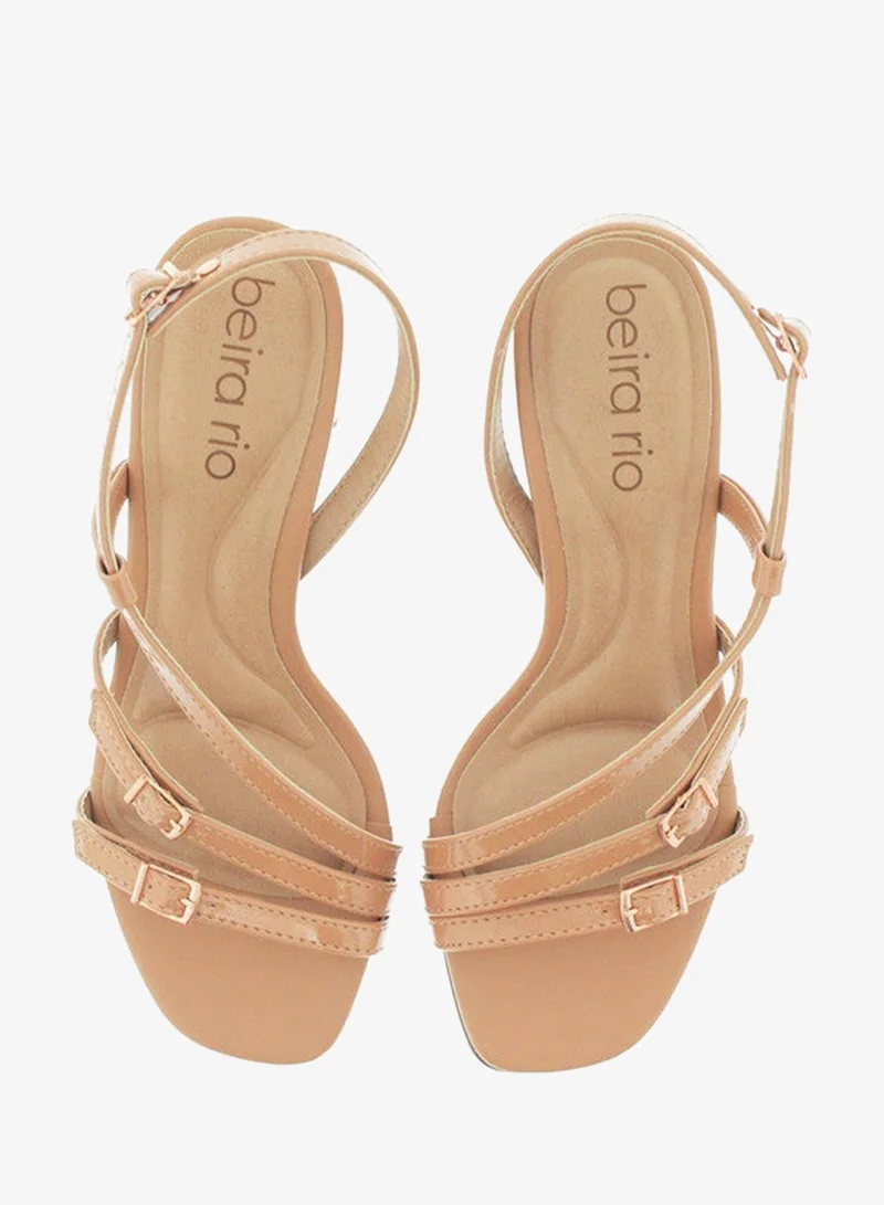 Beira Rio Nude Mid Heels Sandals for Women – Sling Back Heel Sandals for Girls with Ankle Strap for Women | Best Price UAE