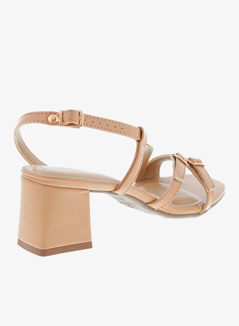 Beira Rio Nude Mid Heels Sandals for Women – Sling Back Heel Sandals for Girls with Ankle Strap for Women | Best Price UAE
