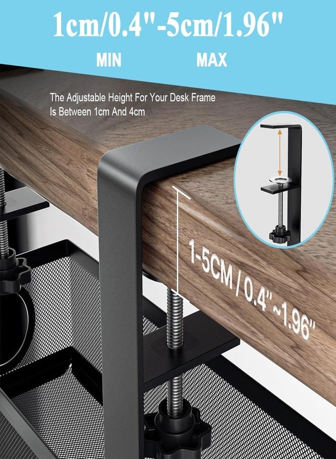 Veemok Adjustable Under Desk Cable Organizer Rack (Black) - Metal Wire Management Tray for Power Strips, Extension Cords & Cables - Clamp-On or Screw-Fixed Desk Holder for Home & Office - Image 3