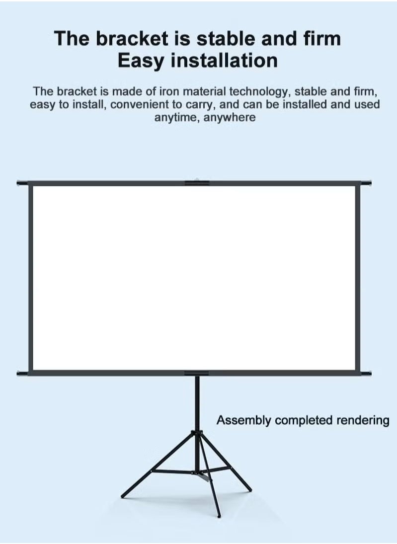 2-in-1 84 inch 16:9 Portable Foldable Projection Screen Soft Curtain With Tripod Stand and Carrying Bag for Indoor Outdoor Home Theater Backyard Cinema Travel