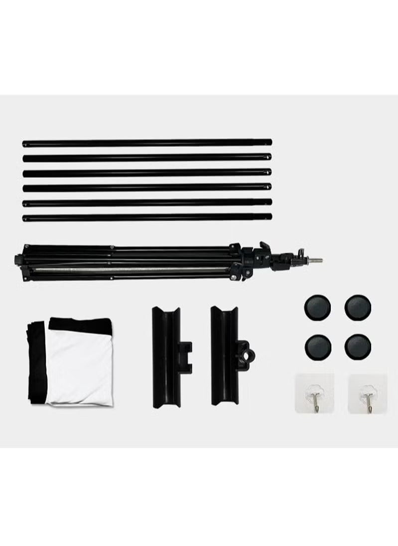 2-in-1 84 inch 16:9 Portable Foldable Projection Screen Soft Curtain With Tripod Stand and Carrying Bag for Indoor Outdoor Home Theater Backyard Cinema Travel