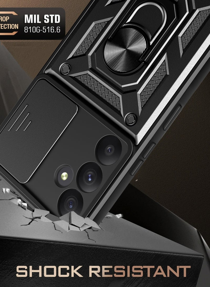 Case for Samsung Galaxy A35 5G with Sliding Camera Window, Kickstand, PC+TPU Dual-Layer,Red - Image 2