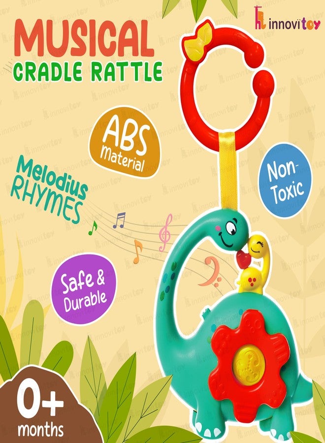 innovitoy Infant Plastic Musical Cradle Rattle New Born Baby Toys For 0 To 6 Month|With Attachable Loop & Clip|Light-Up Musical Toy, 4 Rhymes|Bpa-Free|Baby Gift Set-Made In India(Teal) - Image 2