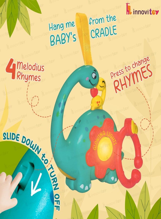innovitoy Infant Plastic Musical Cradle Rattle New Born Baby Toys For 0 To 6 Month|With Attachable Loop & Clip|Light-Up Musical Toy, 4 Rhymes|Bpa-Free|Baby Gift Set-Made In India(Teal) - Image 3