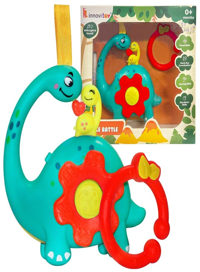 innovitoy Infant Plastic Musical Cradle Rattle New Born Baby Toys For 0 To 6 Month|With Attachable Loop & Clip|Light-Up Musical Toy, 4 Rhymes|Bpa-Free|Baby Gift Set-Made In India(Teal) - Image 1