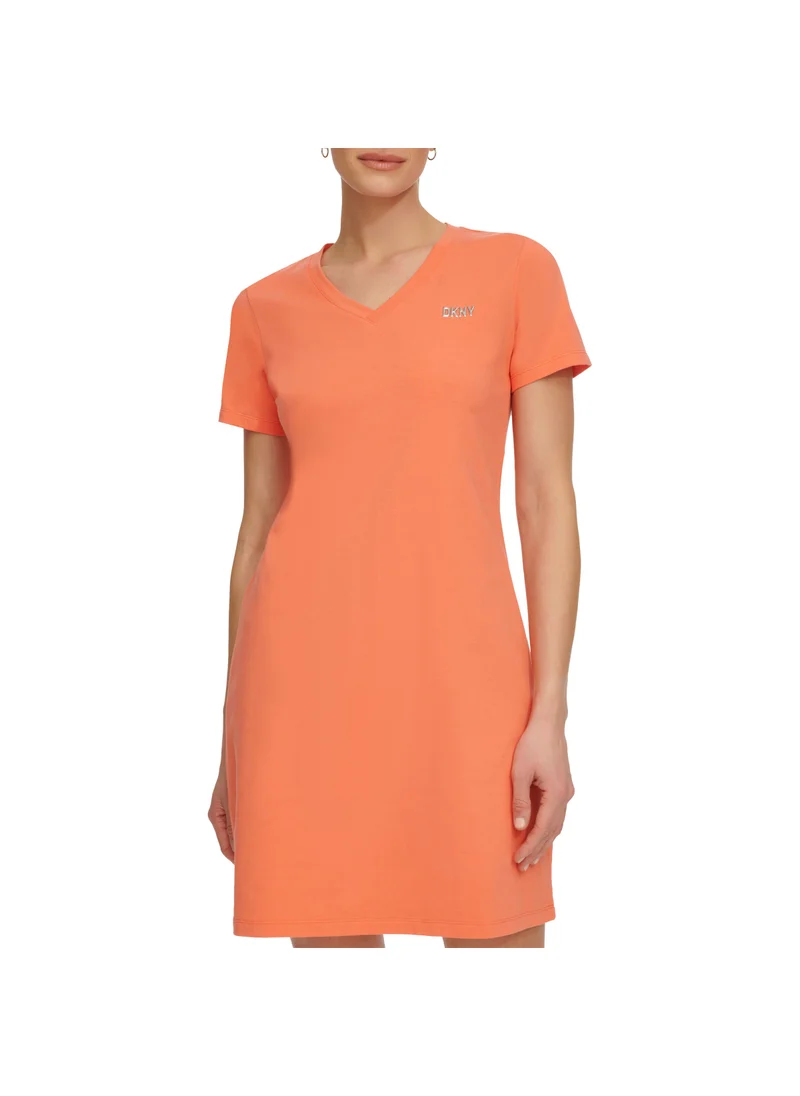 دي كاي أن واي سبورت V-Neck T-Shirt Dress