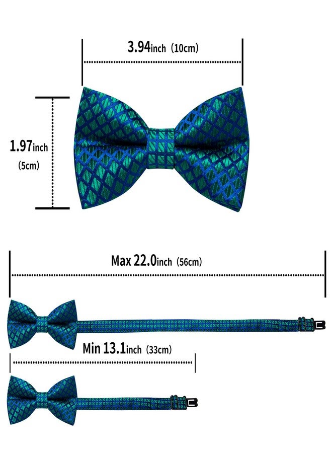 DiBanGu Teal Bow Ties for Boys Pre Tied Toddler Bowties with Pocket Square Set for Wedding Party Tuxedo - Image 5