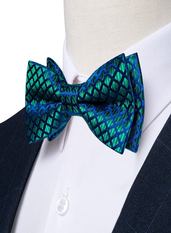 DiBanGu Teal Bow Ties for Boys Pre Tied Toddler Bowties with Pocket Square Set for Wedding Party Tuxedo - Image 3