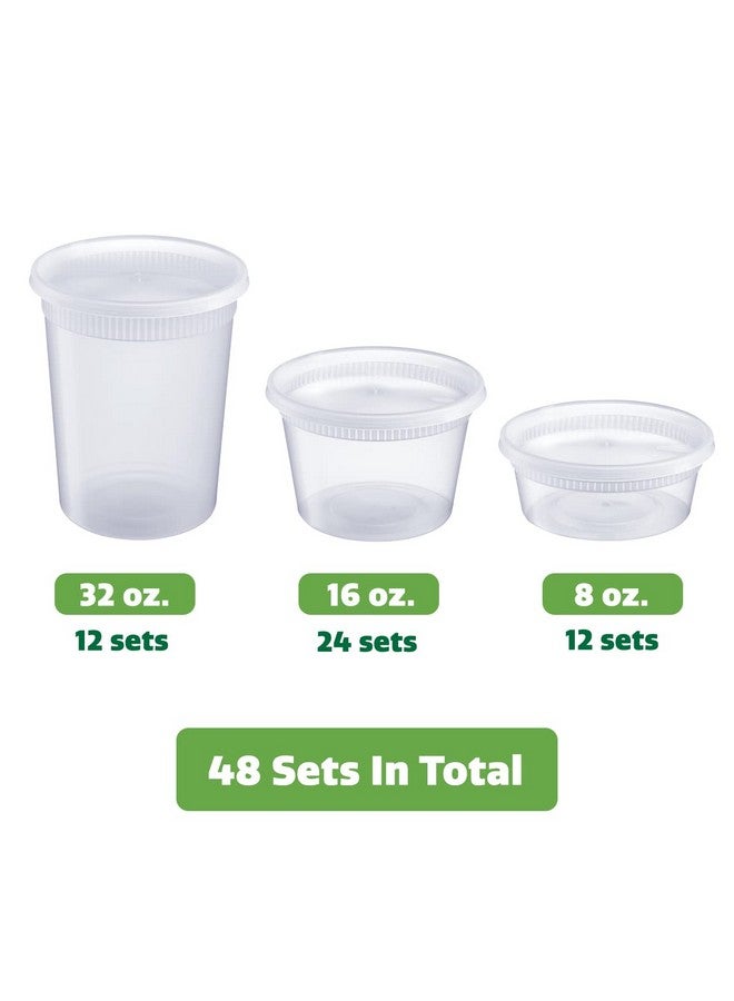 Gusto Comfy Package GUSTO [48 Sets - Combo] Plastic Deli Containers With Airtight Lids - 8 oz, 16 oz, 32 oz. - Food Storage/Soup Containers (Formerly - Image 2