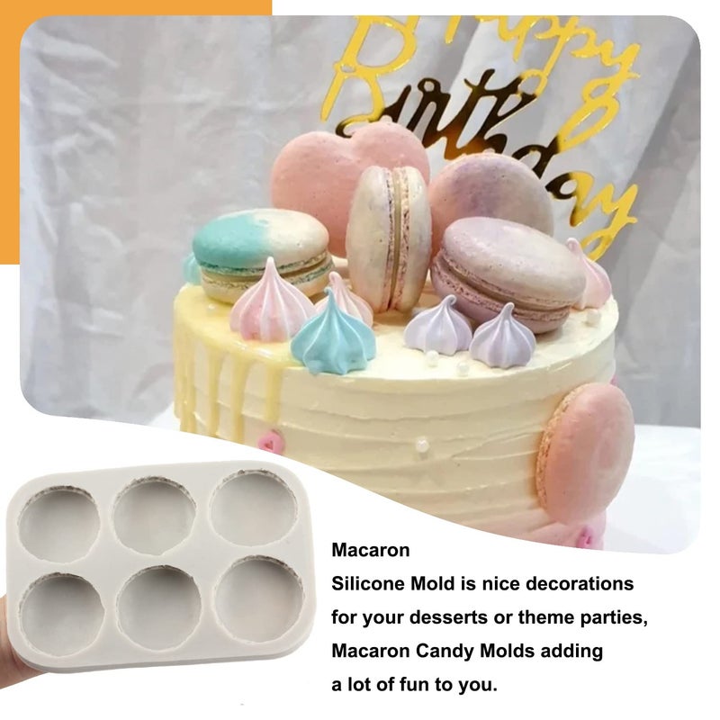 Sijiangmold 6-Cavity 3D Macaron Hamburger Silicone Molds Macaron Fondant Mold For Cake Decorating Cupcake Topper Chocolate Candy Gum Paste - Image 3