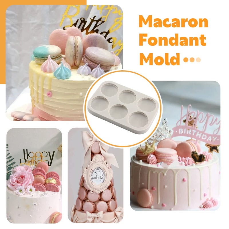 Sijiangmold 6-Cavity 3D Macaron Hamburger Silicone Molds Macaron Fondant Mold For Cake Decorating Cupcake Topper Chocolate Candy Gum Paste - Image 5