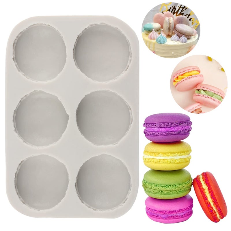 Sijiangmold 6-Cavity 3D Macaron Hamburger Silicone Molds Macaron Fondant Mold For Cake Decorating Cupcake Topper Chocolate Candy Gum Paste - Image 1