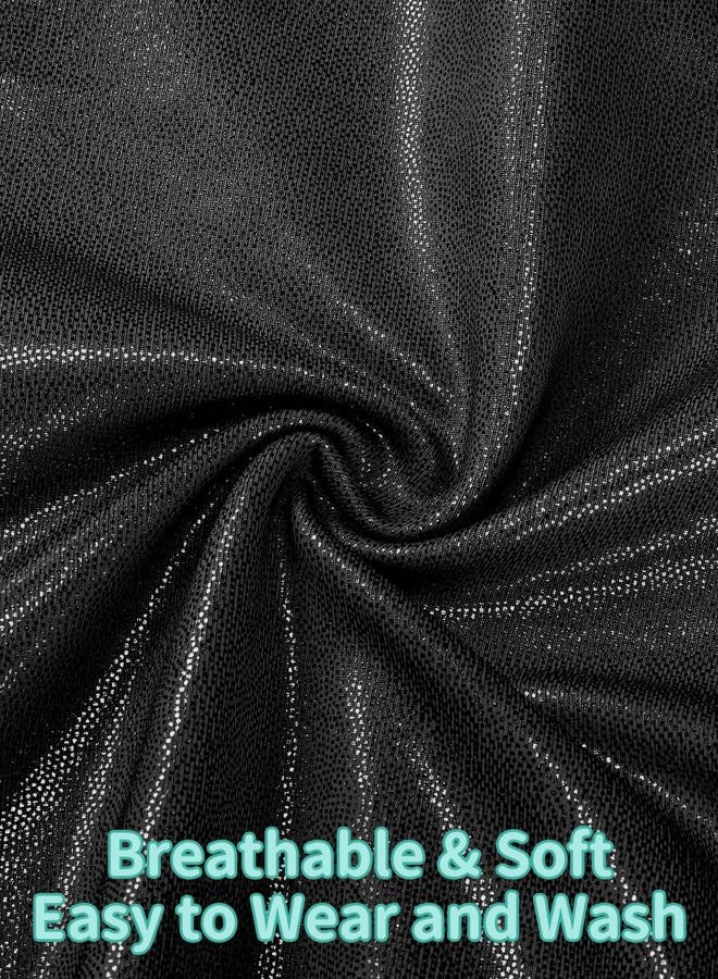 Nymphperi Gymnastics Leotards for Girls 7-8 Years Old Shiny Solid Black Bodysuits with Sparkly Soft Shorts for Child Practice Camp - Image 5
