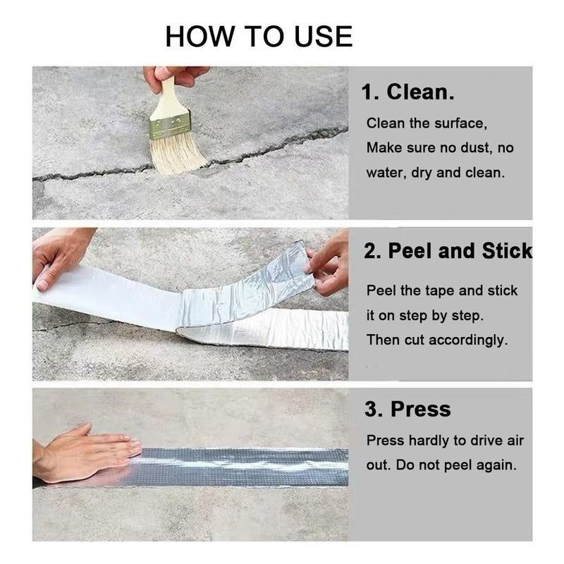 Pipe Leak Repair Tape – Aluminum Butyl Waterproof Seal – Stops Water Leaks Fast, UV & Heat Resistant, Window Gaps, Wall Cracks & Plumbing Seals, Indoor & Outdoor Flex Patch - Image 3