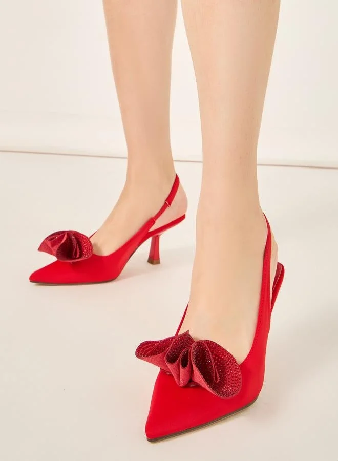 Styli Styli Embellished Pointed Toe Slingback Pumps