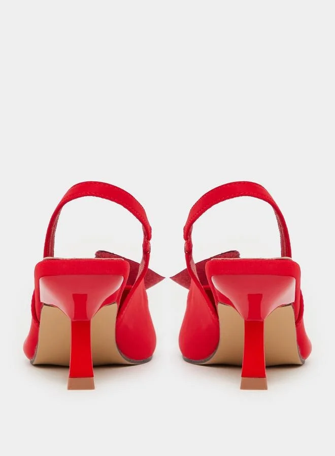 Styli Embellished Pointed Toe Slingback Pumps