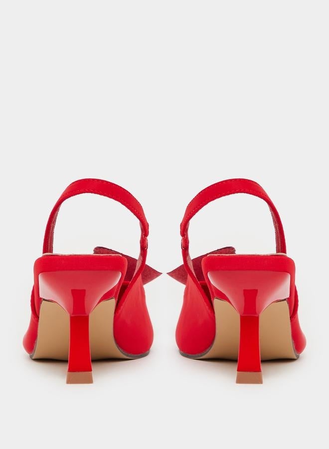 Styli Embellished Pointed Toe Slingback Pumps  - Image 5