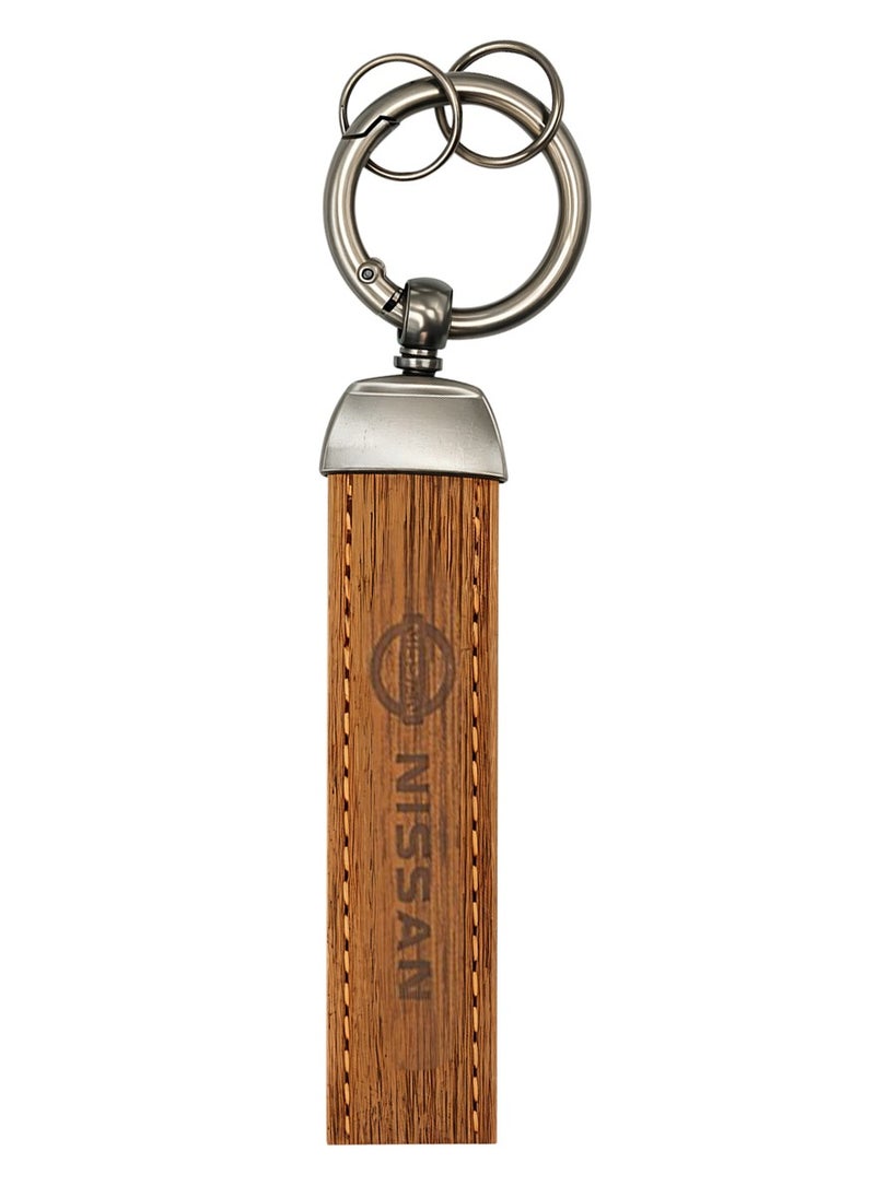 Nissan Premium Nissan Keychain with Real Carbon Fiber, Soft Leather, 360° Rotating Swivel, and Double Screw Fixing Design  - Image 1