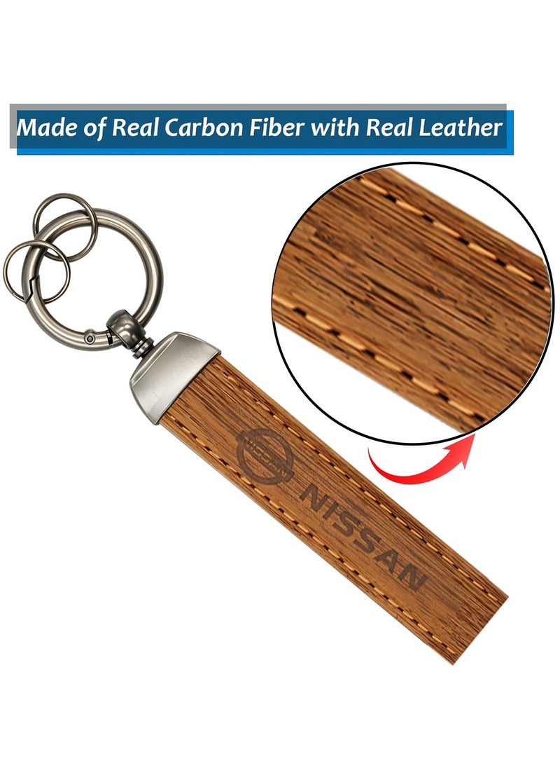 Nissan Premium Nissan Keychain with Real Carbon Fiber, Soft Leather, 360° Rotating Swivel, and Double Screw Fixing Design  - Image 5