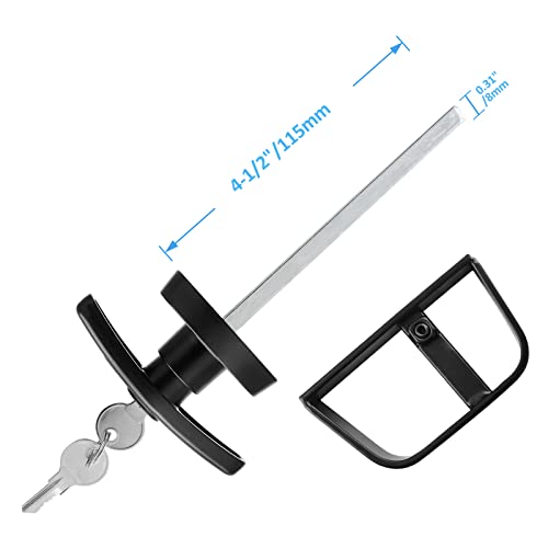 Luomorgo Shed Door Latch T-Handle Lock Kit with 2 Keys, 4-1/2" Stem Storage Barn Shed Door Lock, Black - Image 2