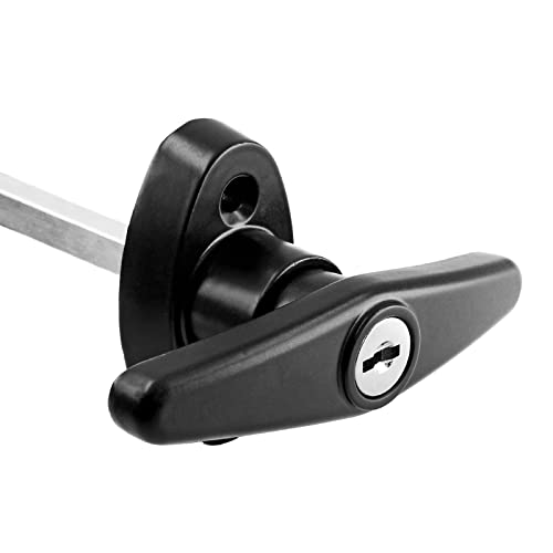 Luomorgo Shed Door Latch T-Handle Lock Kit with 2 Keys, 4-1/2" Stem Storage Barn Shed Door Lock, Black - Image 4