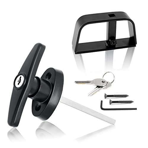 Luomorgo Shed Door Latch T-Handle Lock Kit with 2 Keys, 4-1/2" Stem Storage Barn Shed Door Lock, Black - Image 1