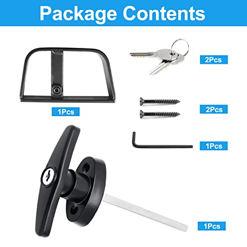 Luomorgo Shed Door Latch T-Handle Lock Kit with 2 Keys, 4-1/2" Stem Storage Barn Shed Door Lock, Black - Image 5