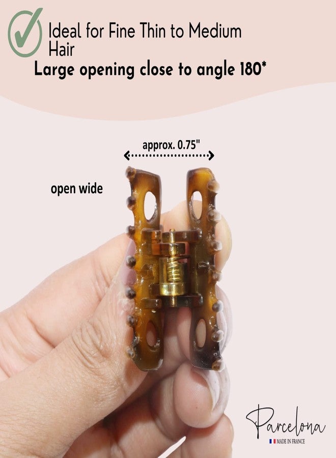 Parcelona French Classic Very Small 1 1/2" Claw Clips with Tight Spring Set of 3 Girls Hair Jaw Claw Clips Women Hair Accessories, Made in France (Dusty Beige Brown- Light Beige Brown-Savana) - Image 4