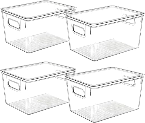 CONTROL KITCHEN Clear Plastic Storage Bins with Lids, Perfect for Kitchen Organization or Pantry Organization and Storage, Stackable Fridge Organizer Bins, Storage Containers for Organizing, Cabinet Organizers - Image 1