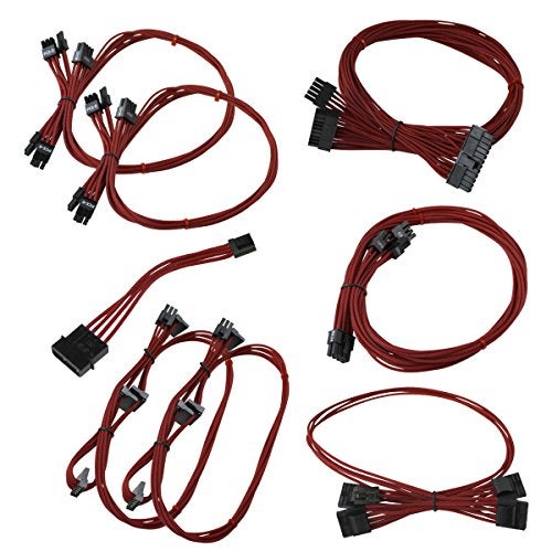 EVGA Red GS/PS (550/650 Watt) Power Supply Cable Set, Individually Sleeved(100-CR-0650-B9) - Image 1
