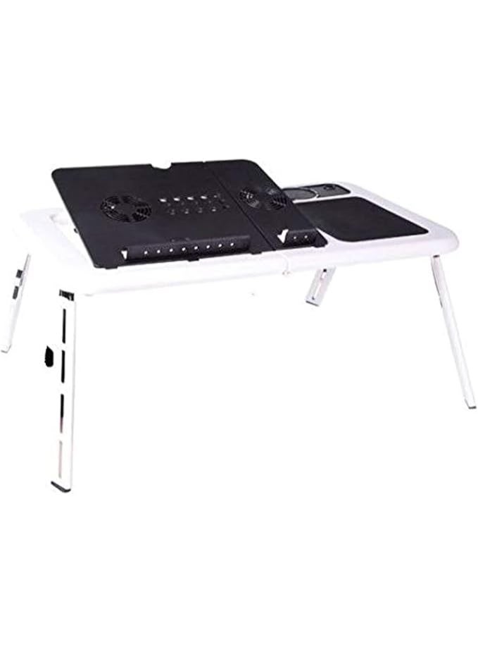 Multipurpose Adjustable Foldable Portable Laptop Stand/E Table with 2 USB Cooling Fans Black and White - Image 5