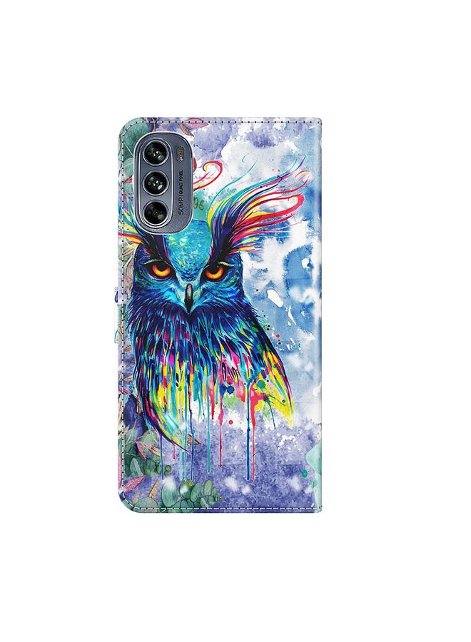 S-TOP Case For Motorola Moto G62 3D Painting Pattern TPU + PU Leather Phone Case - Image 3