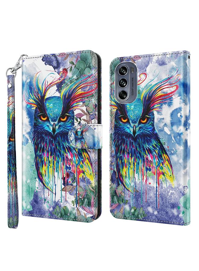 S-TOP Case For Motorola Moto G62 3D Painting Pattern TPU + PU Leather Phone Case - Image 1
