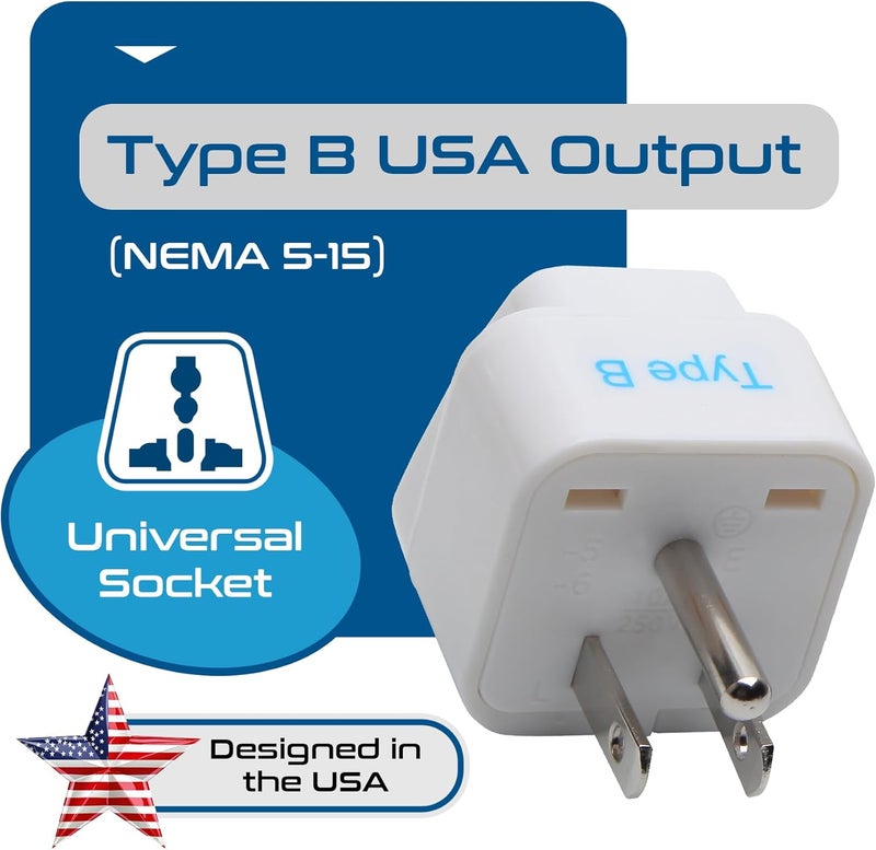 Ceptics , Type B, Travel Adapter Plug - White Color - Pack of 3, GP-5-3PK, - Image 2