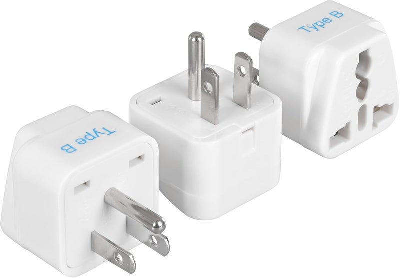 Ceptics , Type B, Travel Adapter Plug - White Color - Pack of 3, GP-5-3PK, - Image 1