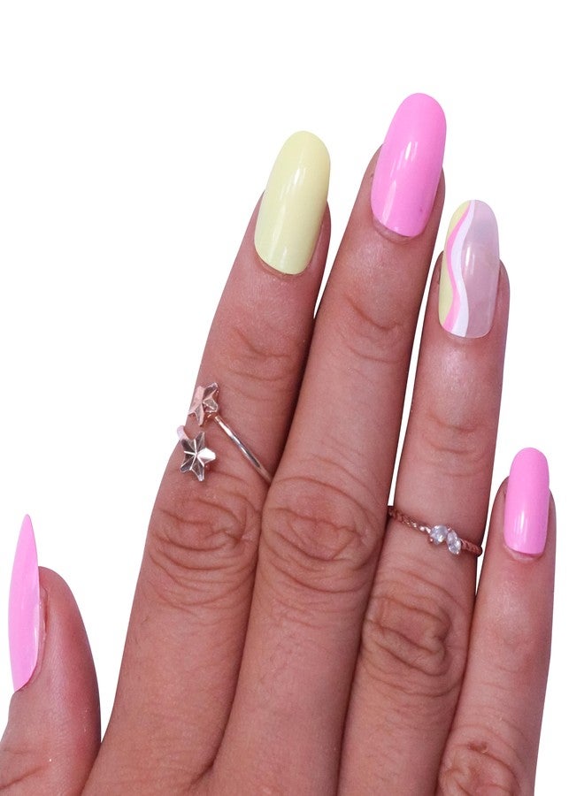 Beromt 12 Pcs Printed Casual False Nails, Nail Art kit for Women Cute Nail Designs Multicolor Pack with Nail Glue Stickers Artificial Fake Nails- BFN789CN - Image 2