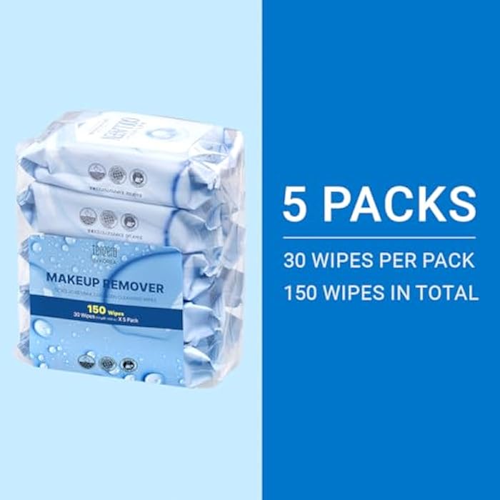 tenzero Retinol Collagen Cleansing Wipes 150 Wipes (30 x 5 Packs), Makeup Remover, Facial Towelettes, Deep Cleansing, Hydrating, Nourishing with Retinol, Collagen, Hypoallergenic, All Skin Types - Image 2