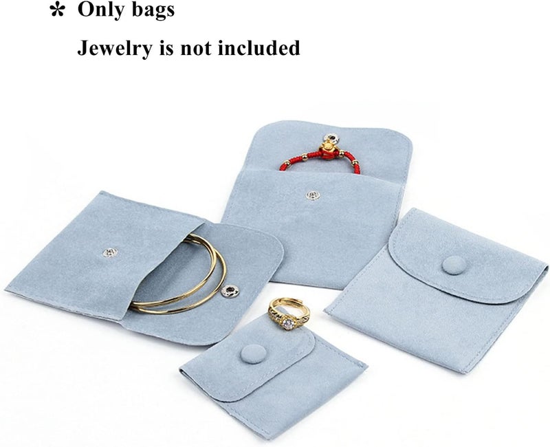 Hsiwto Pack of 10 Velvet Jewelry Pouch Storage Bags Portable Jewelry Gift Bag With Snap Button, Large Powder Blue - Image 3