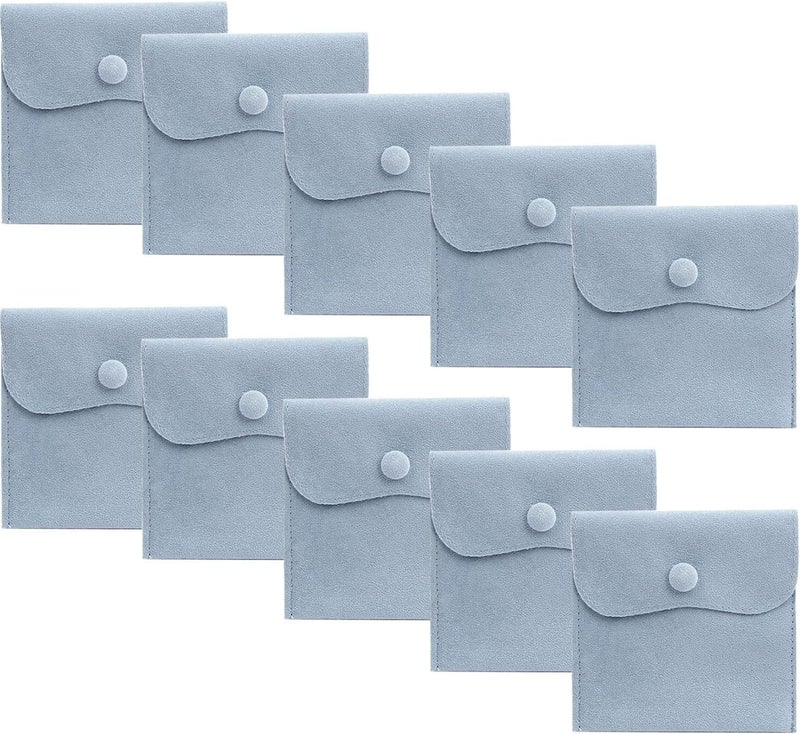 Hsiwto Pack of 10 Velvet Jewelry Pouch Storage Bags Portable Jewelry Gift Bag With Snap Button, Large Powder Blue - Image 1