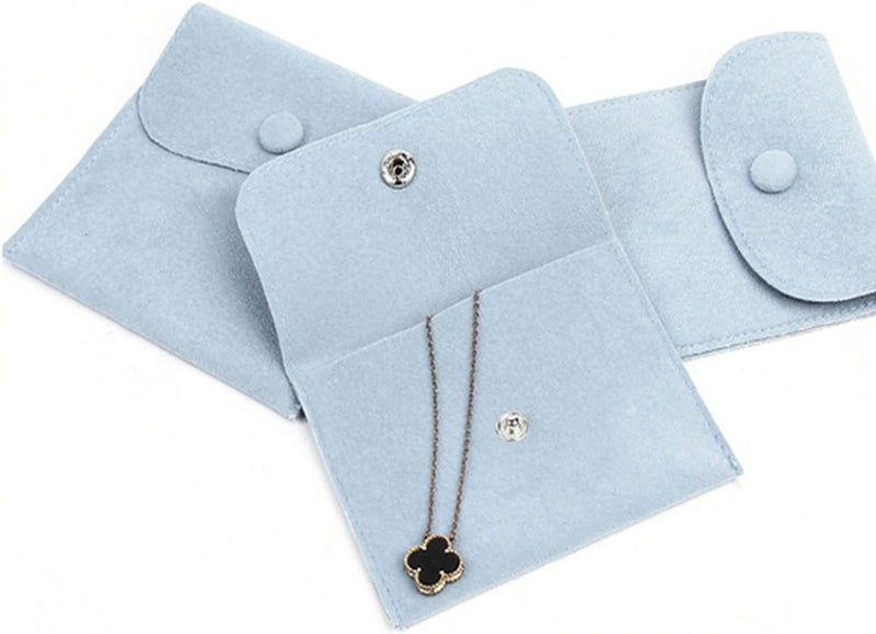 Hsiwto Pack of 10 Velvet Jewelry Pouch Storage Bags Portable Jewelry Gift Bag With Snap Button, Large Powder Blue - Image 5