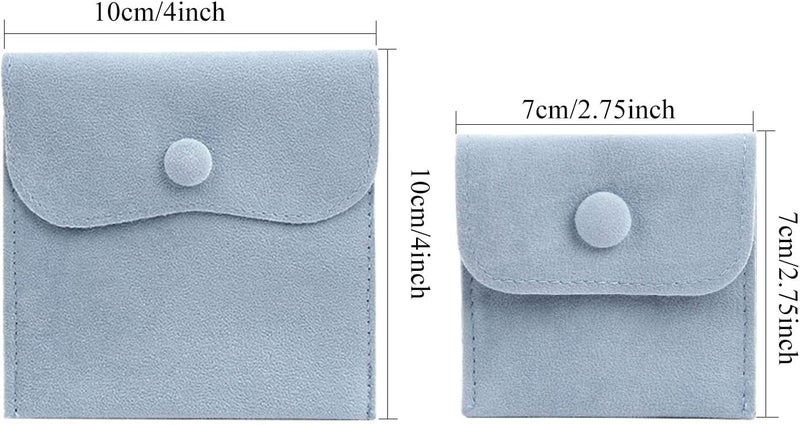 Hsiwto Pack of 10 Velvet Jewelry Pouch Storage Bags Portable Jewelry Gift Bag With Snap Button, Large Powder Blue - Image 2