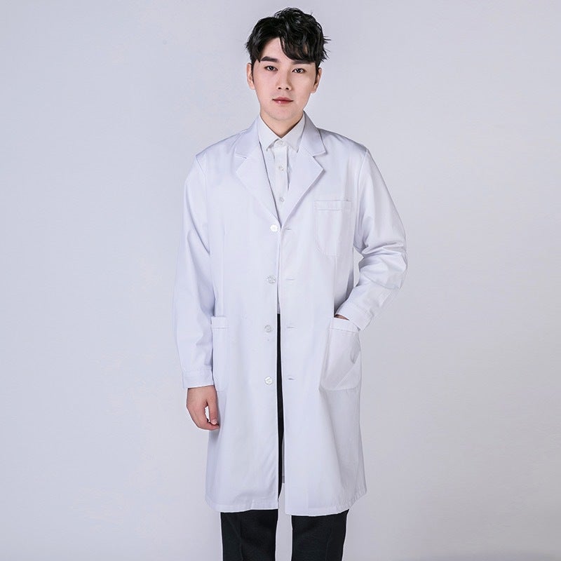 White Coat Female Long-Sleeved Doctor Laboratory Chemistry Summer Short-Sleeved Thin Coat Beauty Salon Teacher Nurse Work Clothes - Image 1