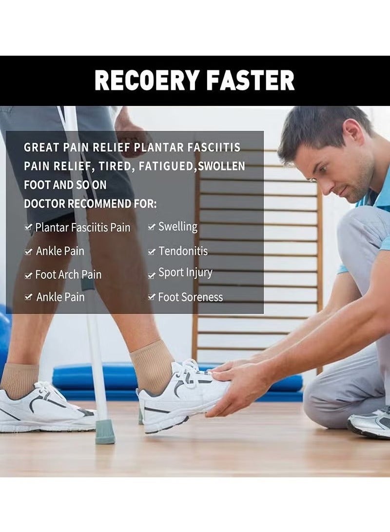 general Ankle Compression Sleeve 20-30 Mmhg Foot Sleeves Recovery Sports Achilles Beige M - Image 4