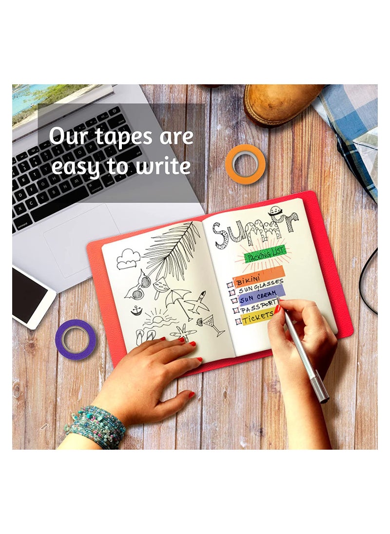 SYOSI Colored Masking Tape Craft Rainbow Colors Painting Painters Labeling Paper for Arts Crafts Bullet Journals Party Decorations DIY Craft 12 Roll 12m*1.2cm  - Image 2