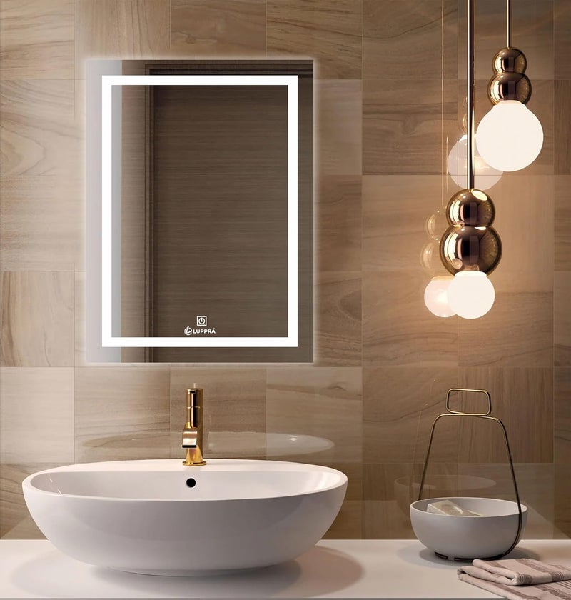 LUPPRA Rectengale Wall Mounting Mirror with Light Bathroom MirrorVenity MirrorSmart Mirror Size 18X24 inch LED Mirror 3 Tone Cool White Natural White Warm White - Image 1