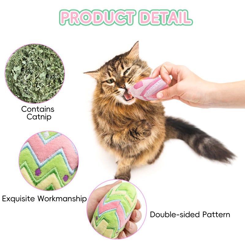 Jocomoni 6pcs Valentine's Day Heart Catnip Toyï¼ŒValentines Indoor Heart Shaped Cat Toy Plush Interactive Chew Bite Toys for Cat Kitten Indoor Festive Holiday Cat Lover Gift - Image 3
