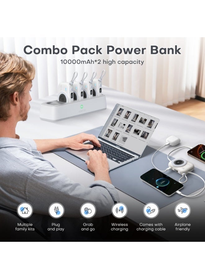 Domars 5-in-1 Magnetic Battery Pack, 10000mAh Magnetic Power Bank, 22.5W PD Fast Charging Wireless Portable Charger with Lightning and Type-C Cable LED Display, Includes Charging Cable, Travel Charger External Battery Pack Compatible with for iPhone 17/16/15/14/13/12/11/X Series and type-c magsafe - Image 3